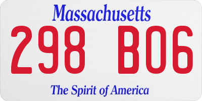 MA license plate 298BO6