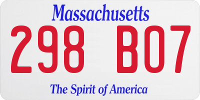 MA license plate 298BO7