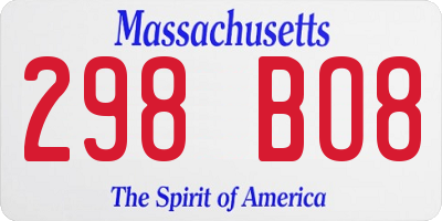 MA license plate 298BO8