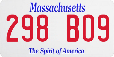 MA license plate 298BO9