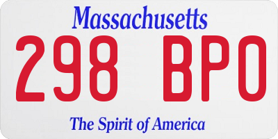 MA license plate 298BP0