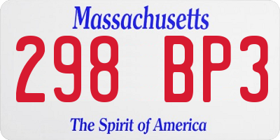 MA license plate 298BP3