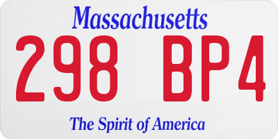 MA license plate 298BP4