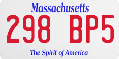 MA license plate 298BP5