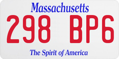 MA license plate 298BP6