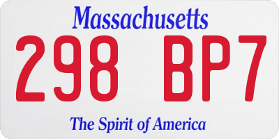 MA license plate 298BP7