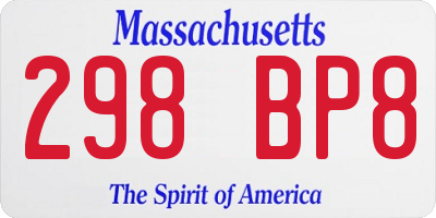 MA license plate 298BP8