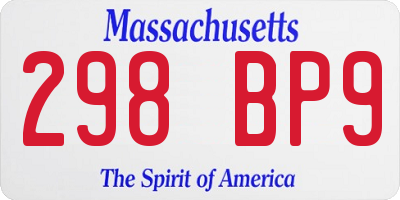 MA license plate 298BP9