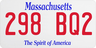 MA license plate 298BQ2