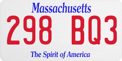 MA license plate 298BQ3