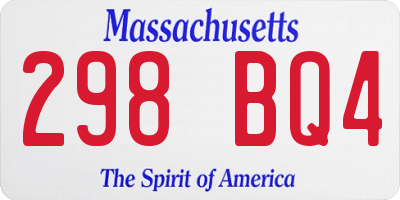 MA license plate 298BQ4