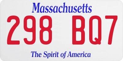 MA license plate 298BQ7