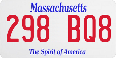 MA license plate 298BQ8