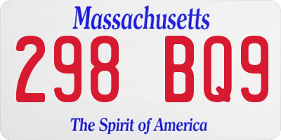 MA license plate 298BQ9
