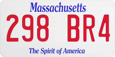 MA license plate 298BR4