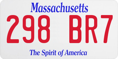 MA license plate 298BR7