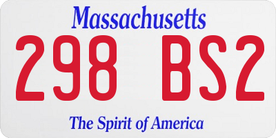 MA license plate 298BS2