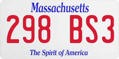 MA license plate 298BS3