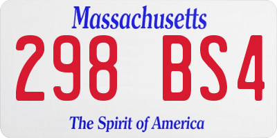 MA license plate 298BS4