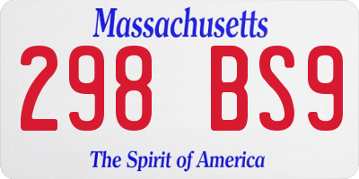 MA license plate 298BS9