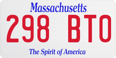 MA license plate 298BT0