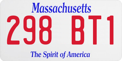 MA license plate 298BT1