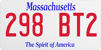 MA license plate 298BT2
