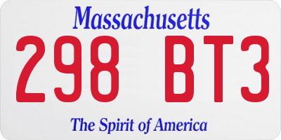 MA license plate 298BT3