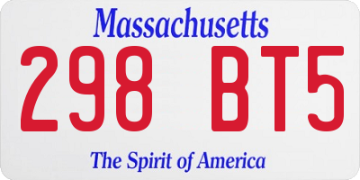 MA license plate 298BT5