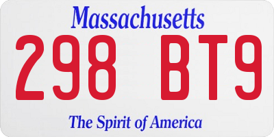 MA license plate 298BT9