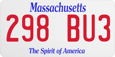 MA license plate 298BU3