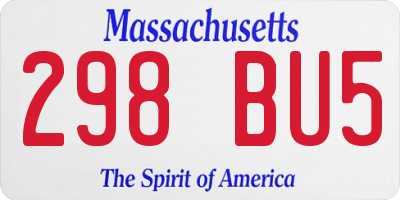 MA license plate 298BU5
