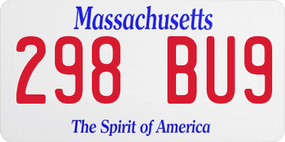 MA license plate 298BU9