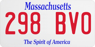 MA license plate 298BV0