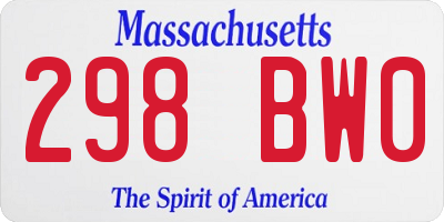 MA license plate 298BW0