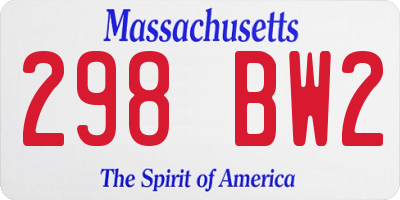 MA license plate 298BW2