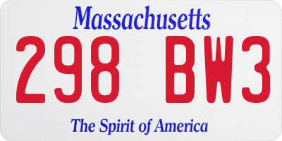 MA license plate 298BW3