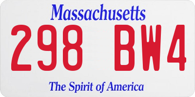 MA license plate 298BW4