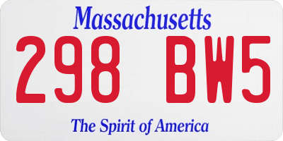 MA license plate 298BW5