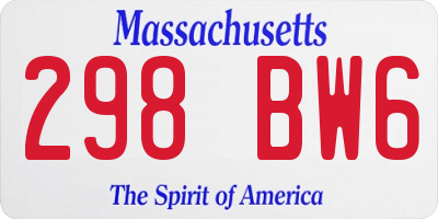MA license plate 298BW6