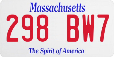 MA license plate 298BW7