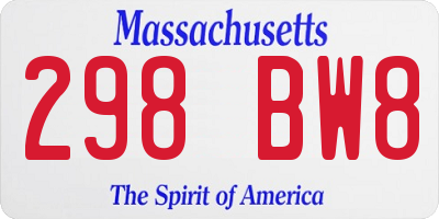 MA license plate 298BW8