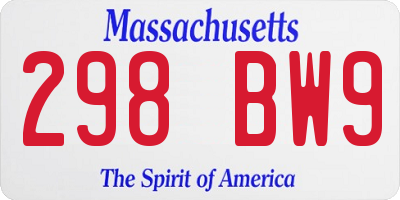 MA license plate 298BW9