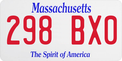 MA license plate 298BX0