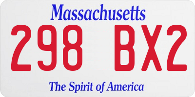 MA license plate 298BX2
