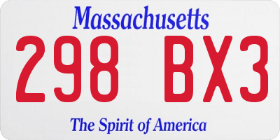 MA license plate 298BX3