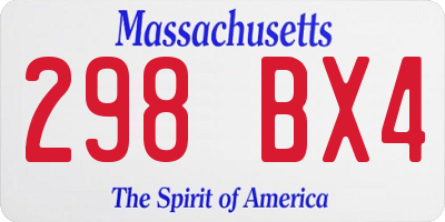 MA license plate 298BX4