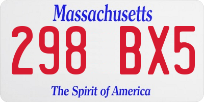 MA license plate 298BX5