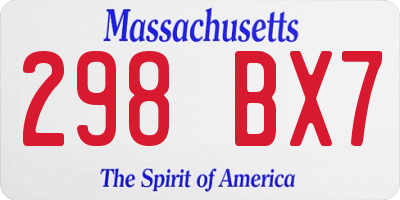 MA license plate 298BX7