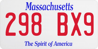 MA license plate 298BX9